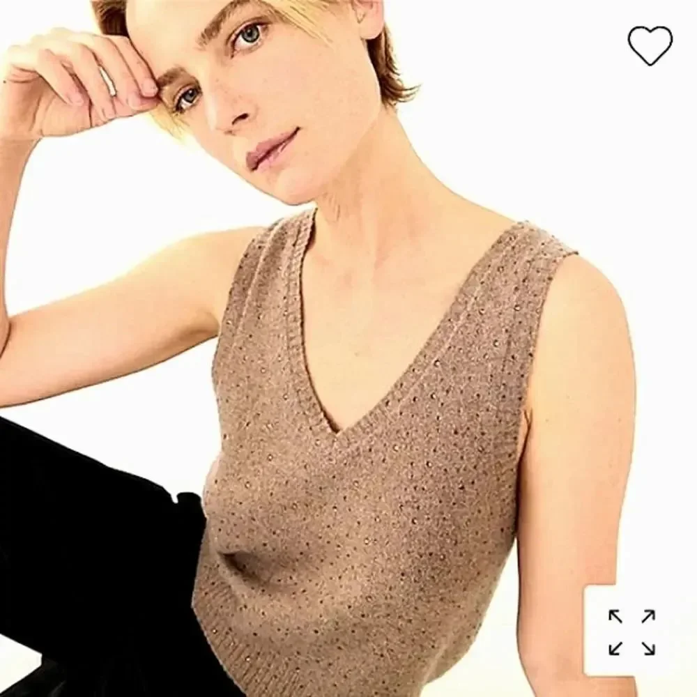J CREW Crystal Embellished Sweater Shell Vest Supersoft Yarn sz XS NWT